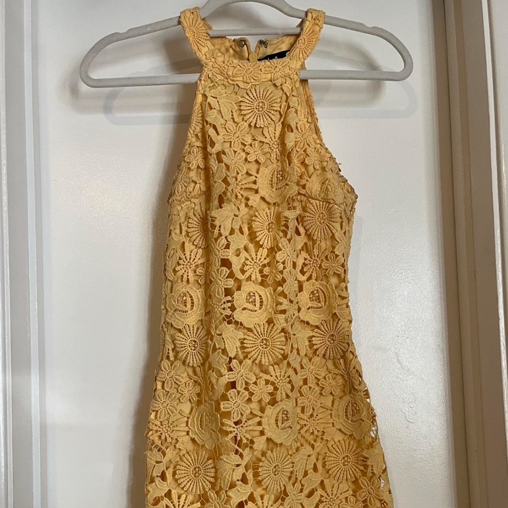 Lulus Yellow Lace Floral Dress